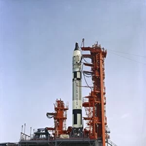 Gemini 5 spacecraft on its launch pad