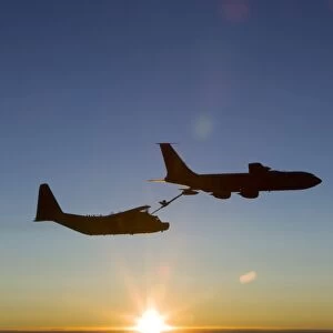 A MC-130H Combat Talon II being refueled by a KC-135R Stratotanker