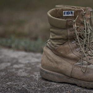 A pair of combat boots belonging to a U. S. Marine Corps Sergeant