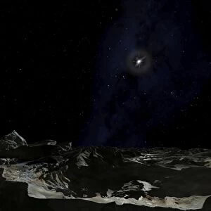 Scene on a planet orbiting the pulsar PSR 1257+12