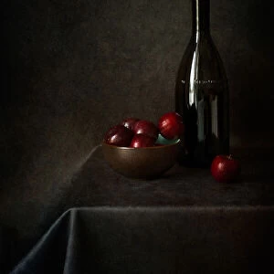 Still Life With Plums And A Bottle