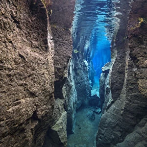 The narrow Nes Canyon, a fault filled with fresh water in the rift valley between the Eurasian