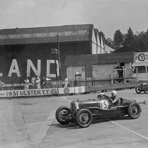 Aston Martin, Austin Ulster TT car and Austin 7, BARC meeting, Brooklands, Surrey, 1933