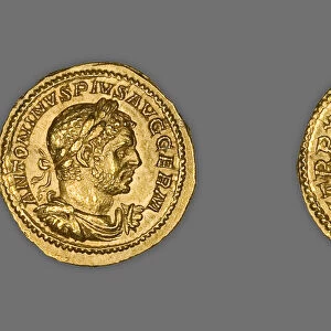 Aureus (Coin) Portraying Emperor Caracalla, 216, issued by Caracalla. Creator: Unknown