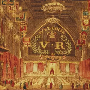 The banquet given for Queen Victoria at the Guildhall, London, 1837