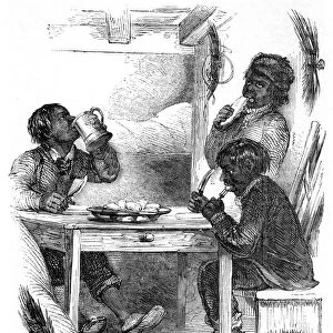Boy chimney sweeps eating their evening meal, 1861