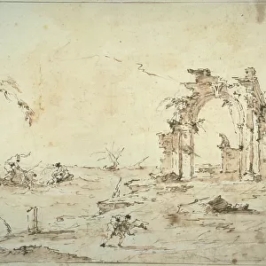 Capriccio with a Squall on the Lagoon, 1775/80. Creator: Francesco Guardi