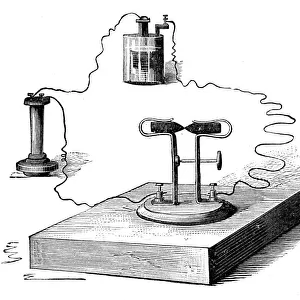 Carbon microphone, invented in 1878 by David Edward Hughes, 1890