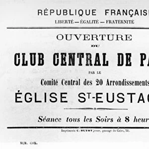 Club Central de Paris, from French Political posters of the Paris Commune, May 1871