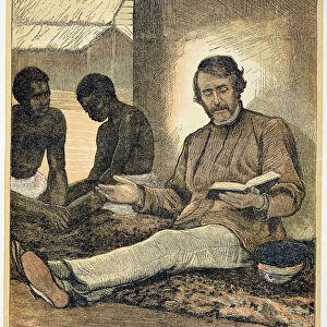 David Livingstone reading the Bible, Africa, 19th century