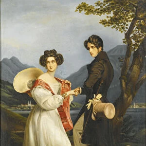 Duke Maximilian Joseph in Bavaria and Ludovika of Bavaria at Schloss Tegernsee. Artist: Stieler, Joseph Karl (1781-1858)
