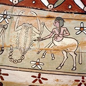 Egyptian coffin detail of Zodiac Signs Scorpio and Sagittarius, 2nd century