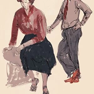 Two figures, 1953. Creator: Shirley Markham