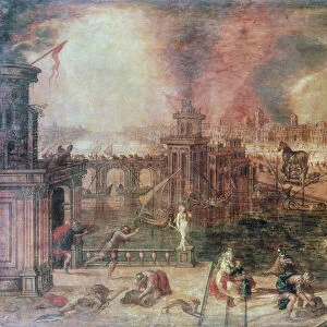 The Fire of Troy, c. late 16th century. Artist: Kerstiaen de Keuninck