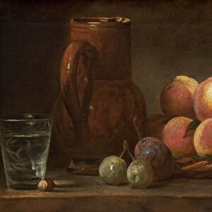 Fruit, Jug, and a Glass, c. 1726 / 1728. Creator: Jean-Simeon Chardin