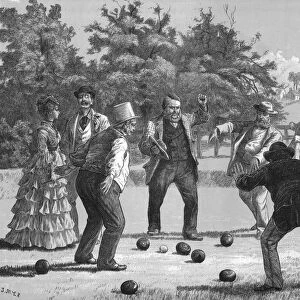 A Game at Bowls, 1872. Artist: J M L R