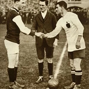 George Kay and Joe Smith before kick-off, FA Cup Final, Wembley Stadium, London, 1923, (1935)