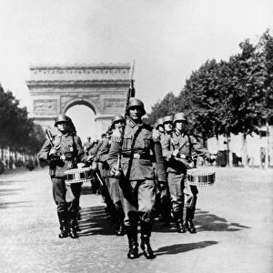German military parade along the Champs Elysees during the occupation, Paris, 1940-1944