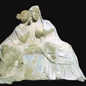 Greek terracotta statuette of two women chatting