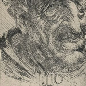Grotesque Head of a Man Turned Three-Quarters to the Right, c1480 (1945). Artist: Leonardo da Vinci
