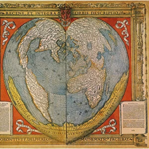 Heart Shaped World Map. Artist: Fine, Oronce (1494-1555)