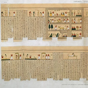 Ilustrations of a manuscript with hieroglyphics, from a tomb at Thebes, Egypt, 1822