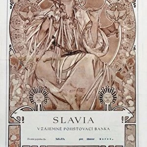 Insurance policy of of Slavia Insurance Company, 1942. Creator: Mucha, Alfons Marie (1860-1939)