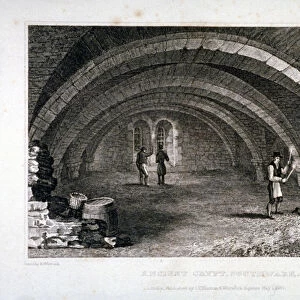Interior view of the crypt, St Saviours Church, Southwark, London, 1830