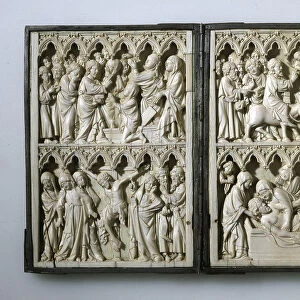 Ivory diptych with scenes from Life of Christ (Property of Queen Jadwiga of Poland), 14th century. Artist: Anonymous