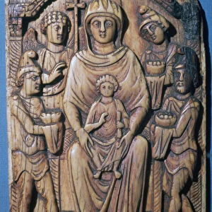 Ivory panel of the adoration of the magi, 6th century