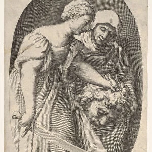 Judith with the head of Holofernes in her left hand and a sword in her right hand