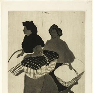 Laundresses Carrying Back Their Work, 1898. Creator: Theophile Alexandre Steinlen