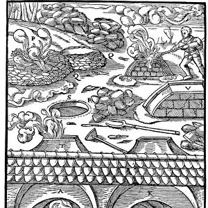 Lead smelting, 1556