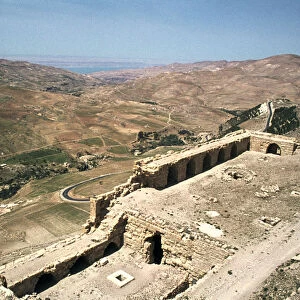 Looking towards the Dead Sea from the castle of Kerak, Jordan