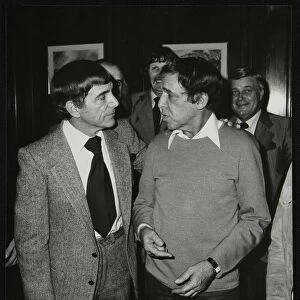 Louie Bellson and Buddy Rich at the International Drummers Association meeting, 1978