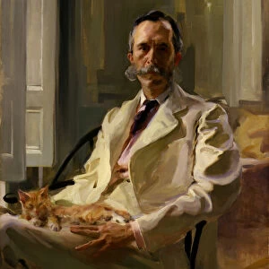Man with the Cat (Henry Sturgis Drinker), 1898. Creator: Cecilia Beaux