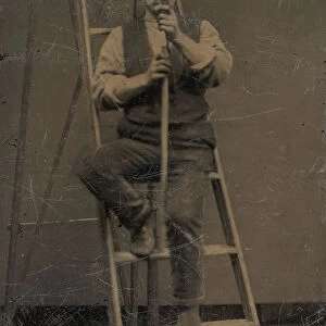 Man on a Ladder, 1860s-80s. Creator: Unknown