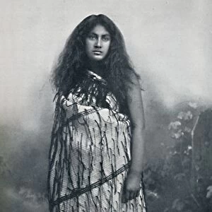 A Maori girl with matting dress, 1902