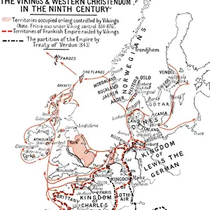 Map of the Vikings & Western Christendom in the Ninth Century, (1935)