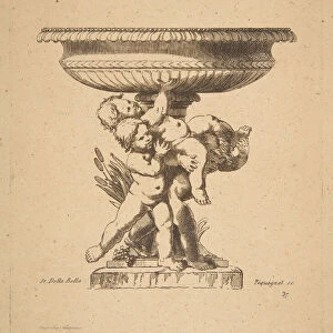 Ornamental design of three children holding up a fountain, 19th century