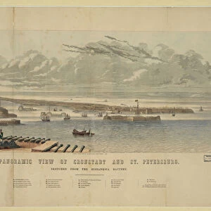 Panoramic view of Kronstadt and St. Petersburg. Artist: Anonymous