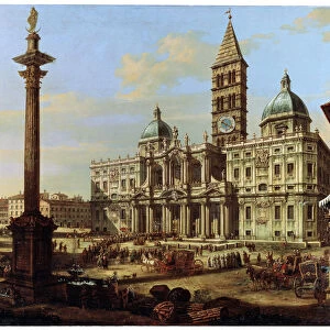 The Piazza and Church of Santa Maria Maggiore in Rome, 1739. Artist: Bernardo Bellotto