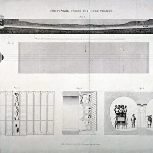 Plan, sections and elevations of the Thames Tunnel, London, 1835. Artist: E Turrell
