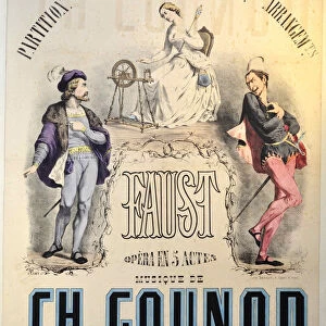 Premiere Poster for the opera Faust by Charles Gounod at the Theatre Lyrique, March 19, 1859, 1859