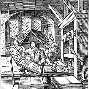 The Printers Workshop, 1568. Artist: Jost Amman