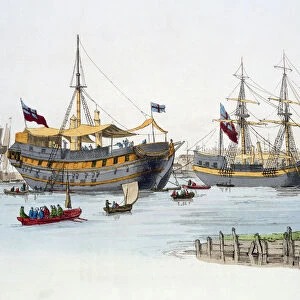 Prison ships, 1805. Artist: William Henry Pyne