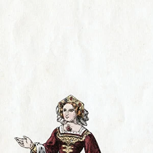 Queen Katharine, costume design for Shakespeares play, Henry VIII, 19th century