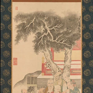 Ten Rakan Examining a Painting of White-Robed Kannon, 1792. Creator: Kato Nobukiyo