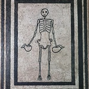 Roman mosaic of a skeleton, 1st century