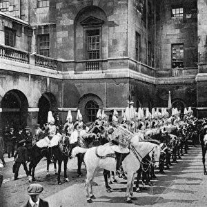 Royal Horse Guards, changing guard, London, 1915